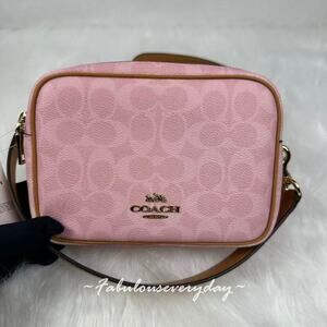 Coach Mini Carey Crossbody Bag In Signature Canvas Charms Powder Pink CEK74 NWT
